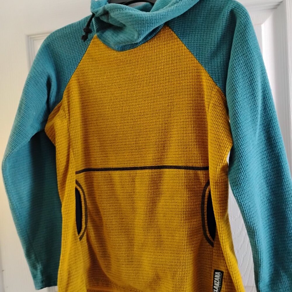 Melanzana Teal and Yellow Hoodie